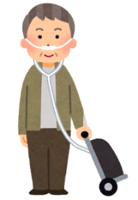 携帯用酸素ボンベを持ち歩く人のイメージ